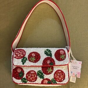 Handcrafted Tomato Design Beaded Bag
